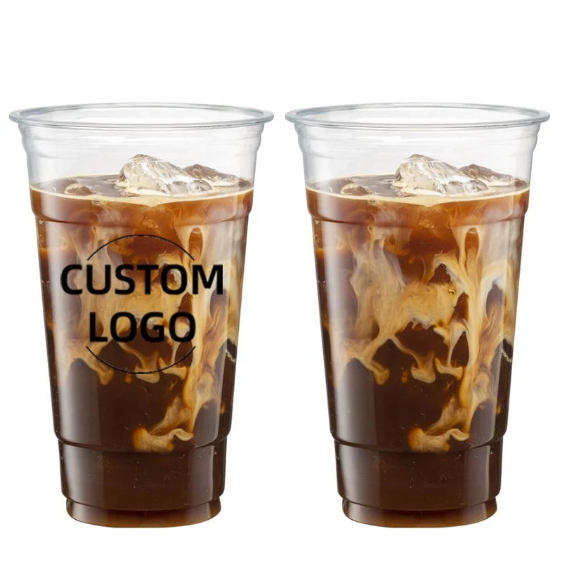 Manufacturer Direct 32Oz PET Cold Beverage Cups Custom Logo Juice Milk Tea Water Drinking Disposable Plastic Cups
