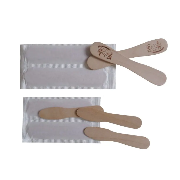 Best seller disposable wooden sticks paper wrapped flat ice cream spoon price
