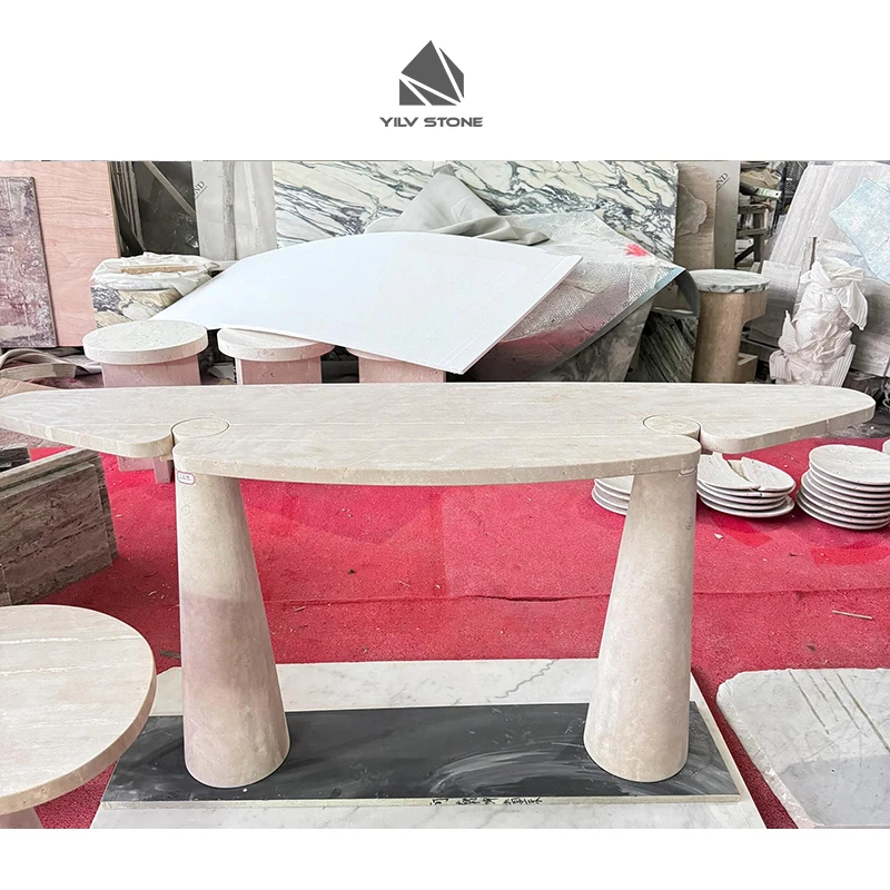 Factory Wholesale Modern New Design Furniture Hallway Natural Marble Travertine Porch Table Console Table