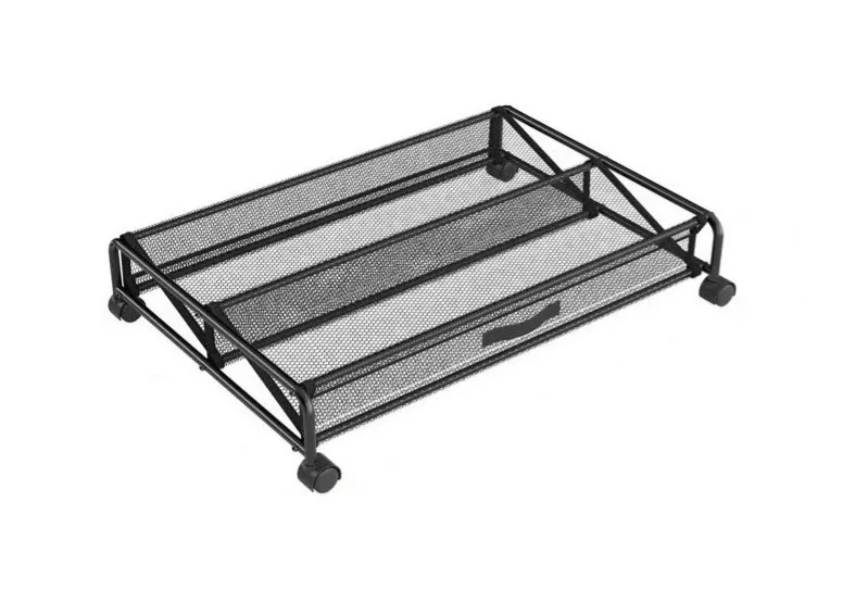 simple removable metal shoes rack household under bed shoes organizer rack with wheels Carbon steel mesh cloth shoes organizer