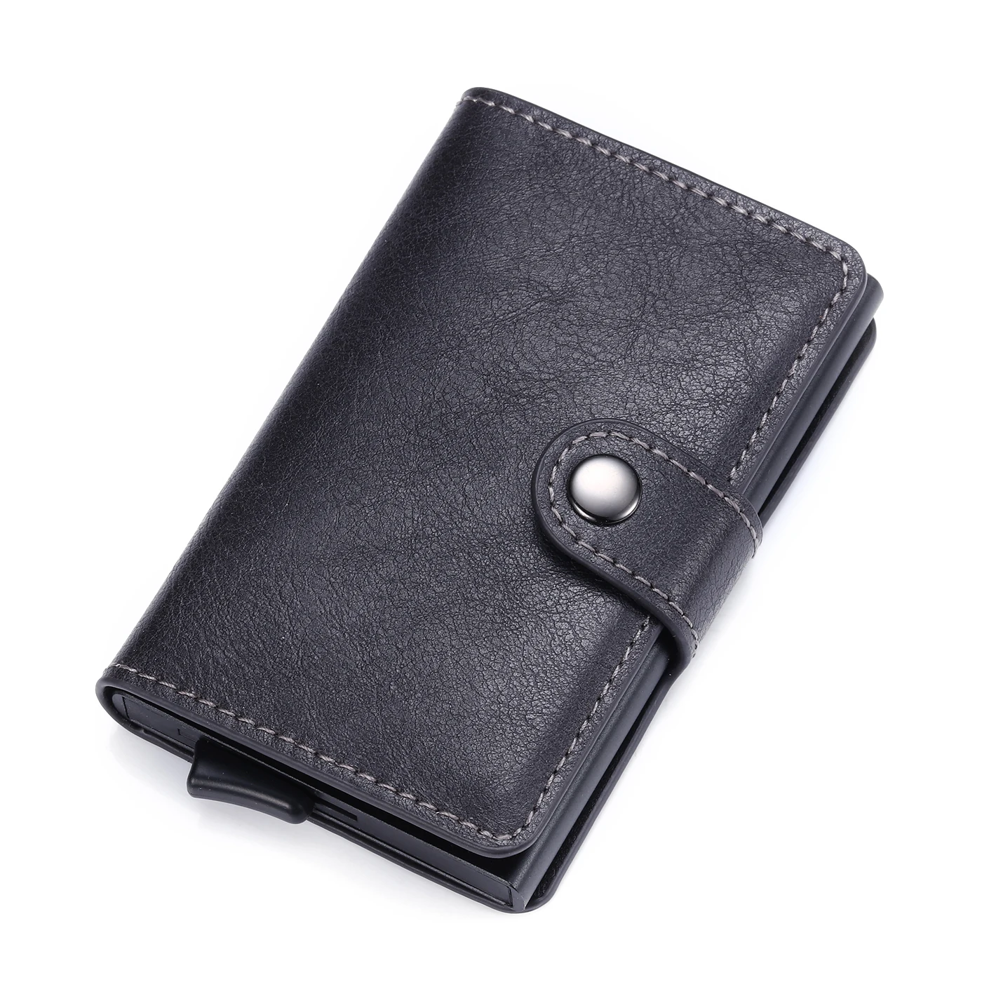 
2020 New Own Patent Wholesale High-quality Pop-up Leather Aluminum Credit Card Business Card Holder Minimalist PU Mens Wallet 