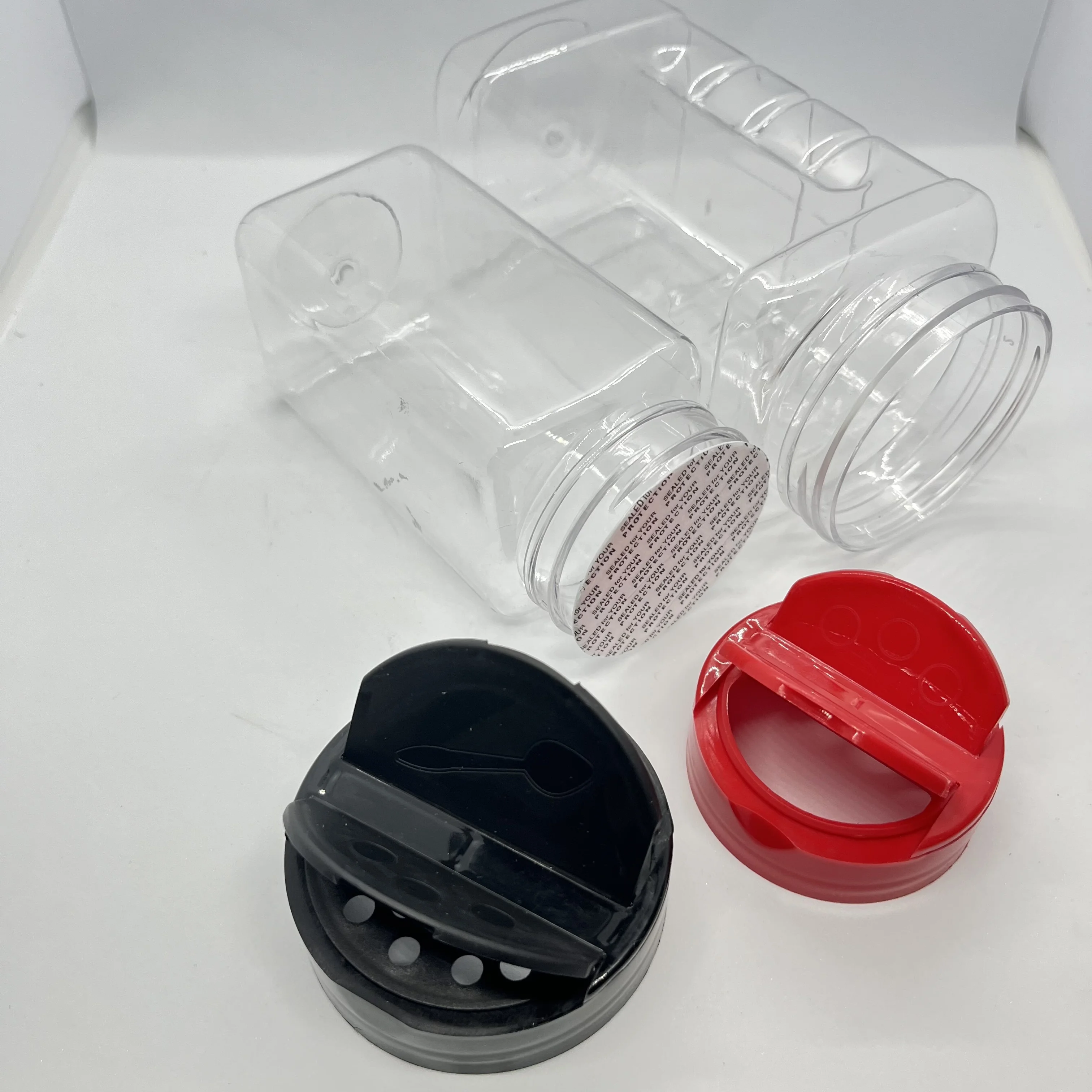 12/16 oz  Shaker Top  Square Spice Plastic Container with induction seal  Empty Square Plastic Seasoning Storage Jar
