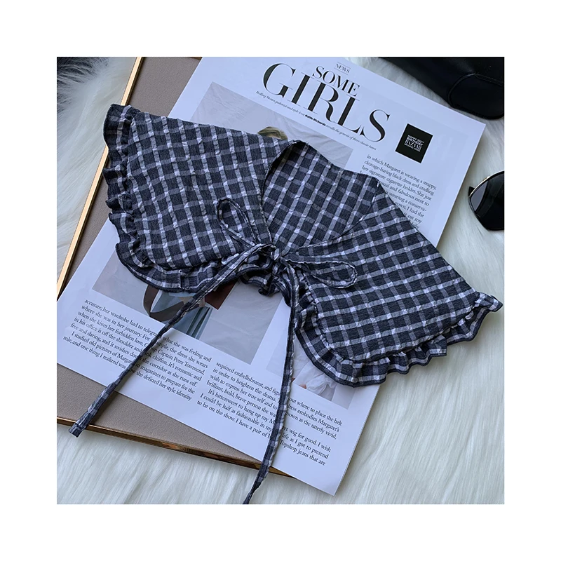 
Фабричная поставка, приятные для кожи двухцветные клетчатые тканевые поддельные воротники с новой весной 2021 