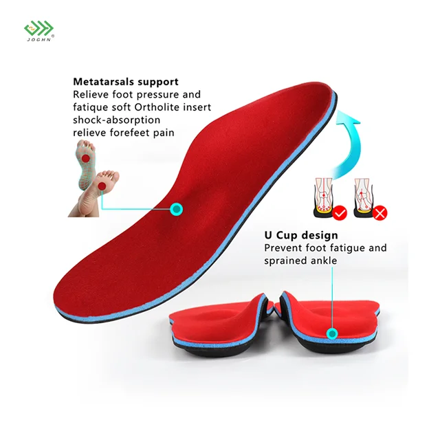 JOGHN Orthotic Shock Absorption  Insoles for Serious Flat Foot Low Arch Support Plantar Fasciitis Arch Support Insoles