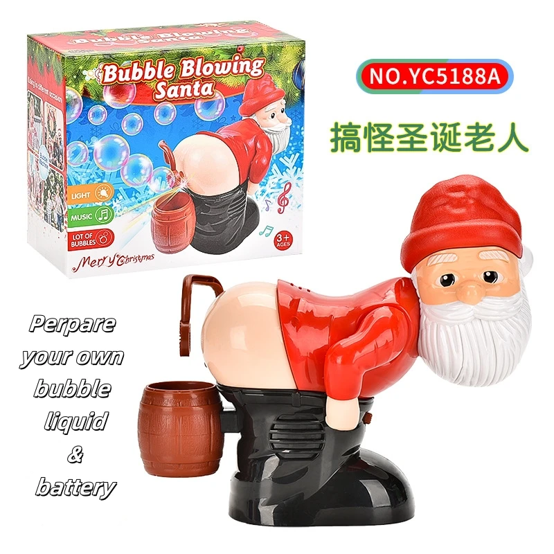 2023 New Arrival Christmas Bubble Machine With Light And Music Handheld Santa Claus Bubble Maker Machine Set For Kids