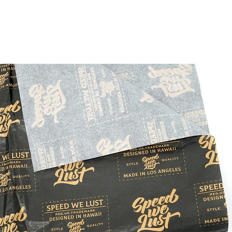 Custom logo printed bulk black sheets wrapping paper gift clothes shoes packing wrapping tissue paper