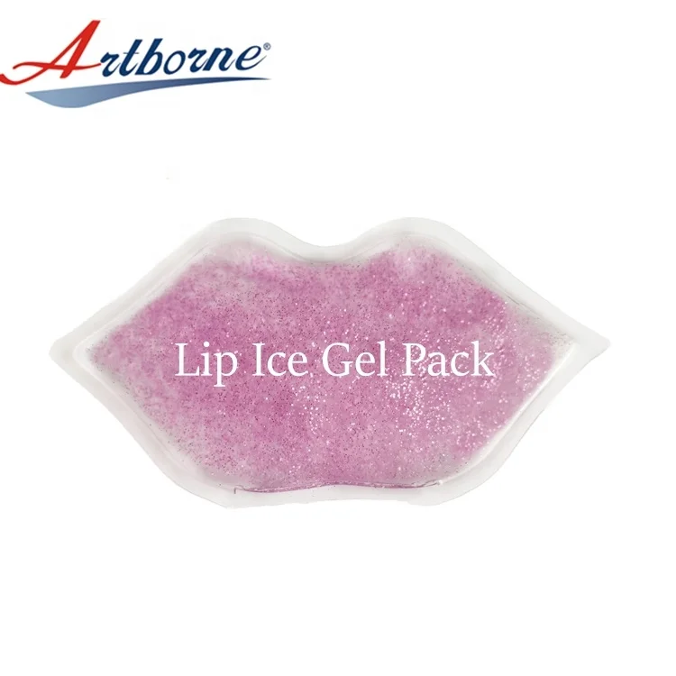 Reusable Hot Cold Gel Packs with Glitter Lip Shape Ice Gel Pack pink Mini lip Shaped Beauty Gel Custom Lip Ice Pack