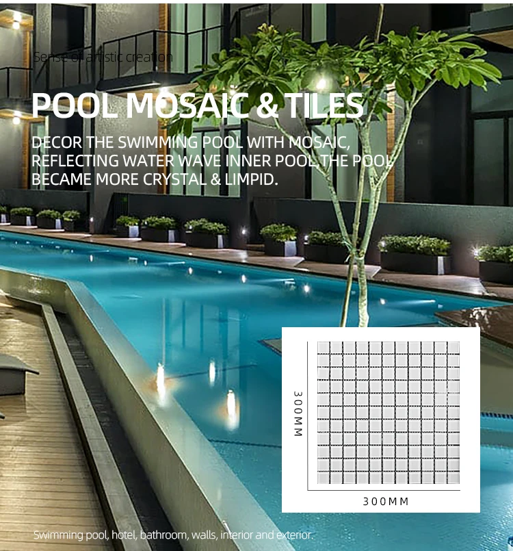 Colorize 300x300 mm 4mm Thickness pool glass mosaic Square White swimming pool glass mosaic tiles Mosaico Piscina