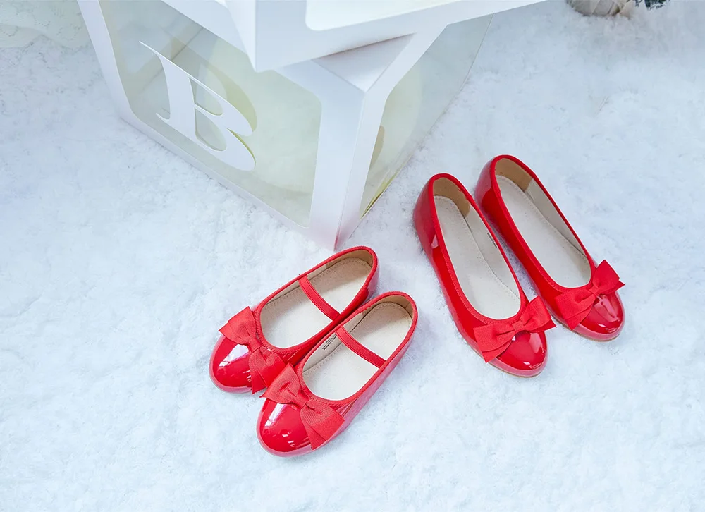 Custom Bowknot Wedding Party Princess Little Girls Ballet Mary Jane Flat Dress Shoes