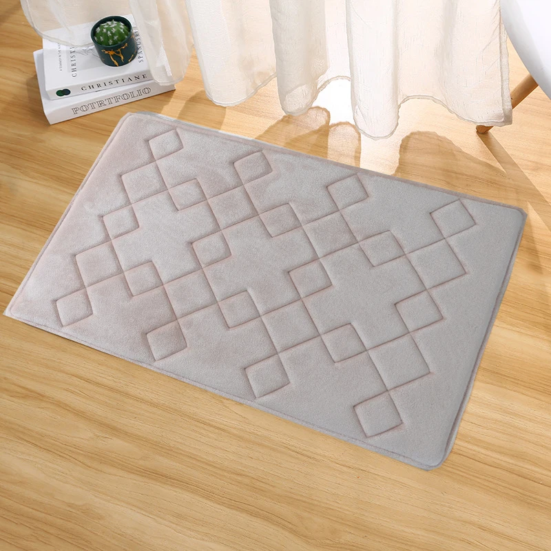 High Quality Solid Color Memory Foam Shower Mat Modern Design