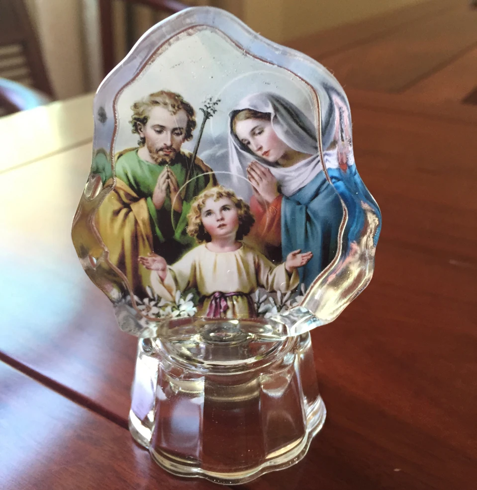 Catholic ST.Joseph glass religion baptism gift MH-G0418