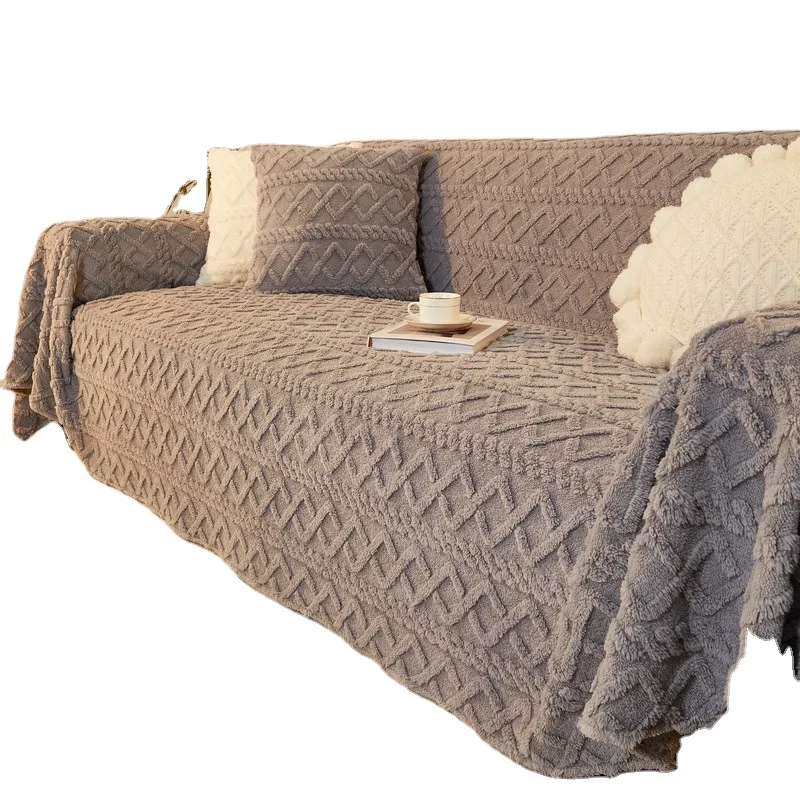 Solid Color Sofa Covers for Living Room Universal Plush Soft Sofa Towel Couch Mat Home Non-slip Corner Couch Towel Slipcovers