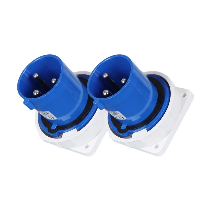 Good Quality IP67 63A 3 Pin Blue Industrial Plug Single Phase 2P+T Reverse Electrical Plug