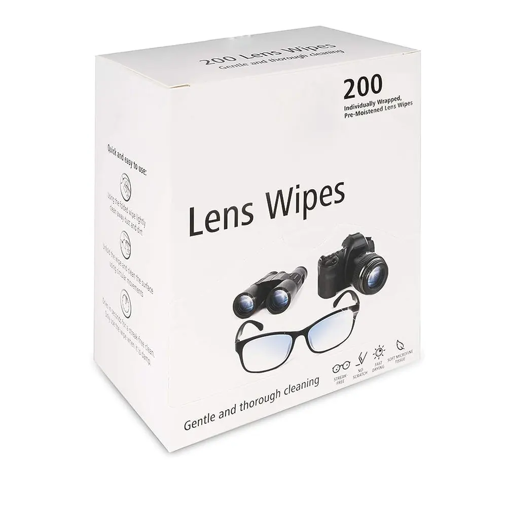 Wholesale Lens Cleaning Wipes 200 Count  Eyeglass Cleaner Lens Wipes Individual Wrapped Eye Glasses Cleaning Wipes