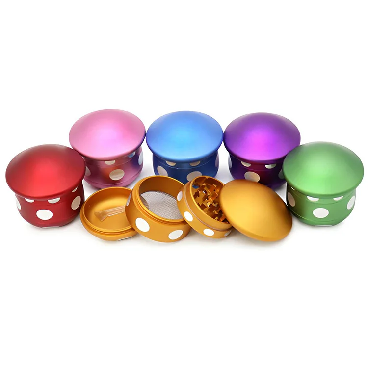 wholesale  new cute design 4-layer aluminum alloy mushroom spot herb grinder tobacco for women