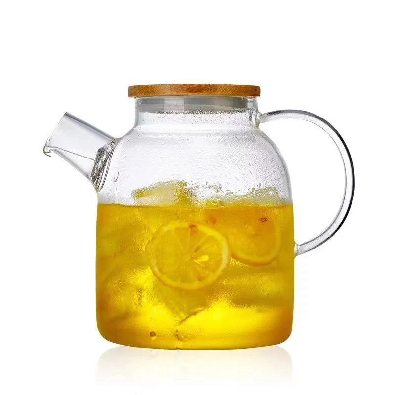LFGB custom wooden lid direct heating stovetop fire resistant tea pot set borosilicate glass teapot with filter