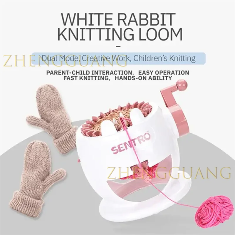 Zhengguang Toys Educational Pretend Play DIY Hand Crank Scarf Sock 22 Needles Wool Loom Christmas Knitting Machine Toy For Kids