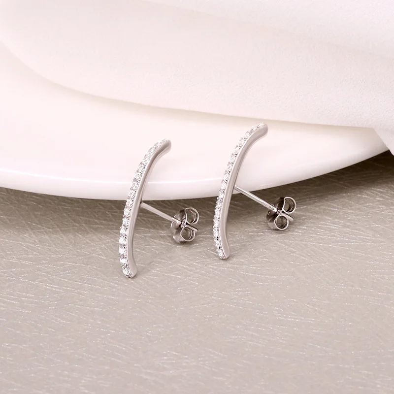2021 Hot Sale New Creative Luxury European 5A White Cubic Zirconia Gemstone Ear Studs 925 Sterling Silver Earring