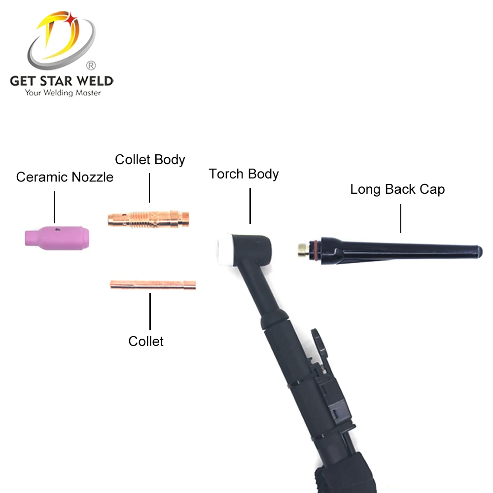 Get Star Weld argon welding torch,mini tig torch flexible parts,wp17 tig welding machine