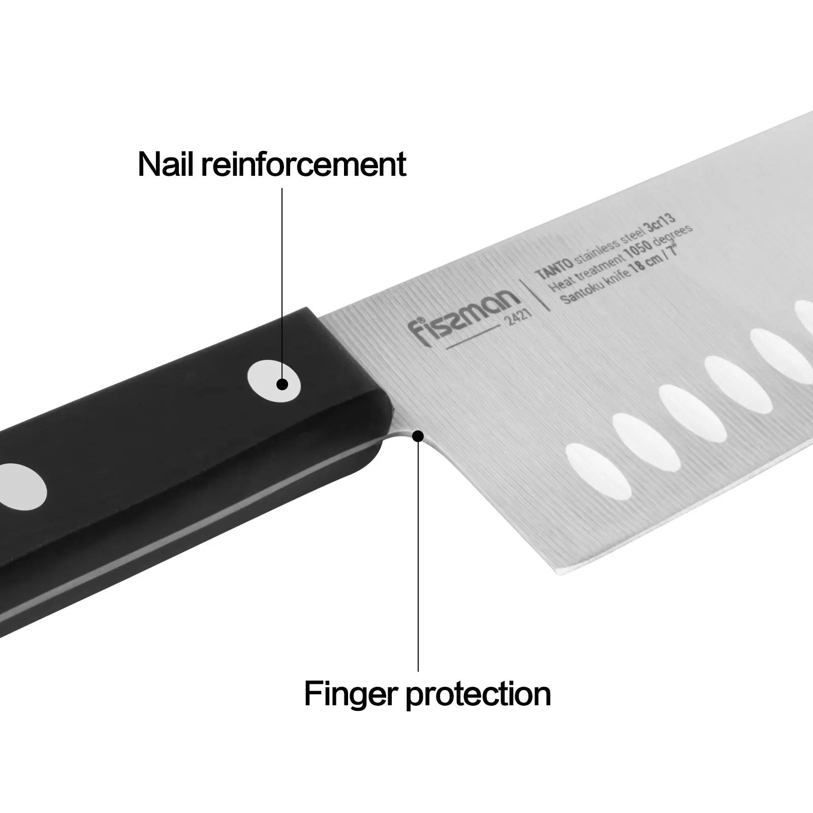 FISSMAN 7' Santoku Knife Tanto 3Cr13 Steel Kitchen Knives