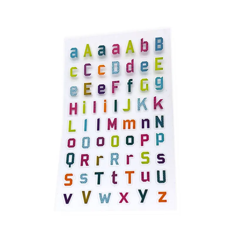 Wholesale Custom label 3d gold 4C digital printing alphabet letter stickers