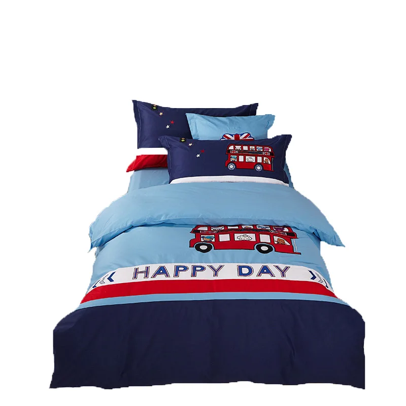 Yigulanghot продажа 100% хлопок постельное белье с персонажами из мультфильмов для детей с принтом «londonbus Детский Комплект постельного белья
