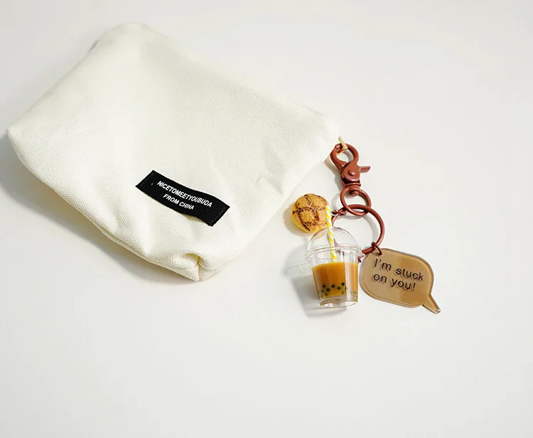 Bubble Tea Pearl Milk Tea Liquid Bottle Keychain Pendant Acrylic Cute Girl Bag Keychain With Pendant