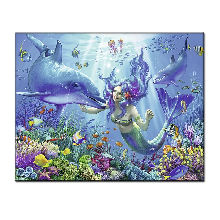 Diamond painting kit underwater world scenery 40 * 50 digital oil painting canvas home decoration 5d diamond painting custom
