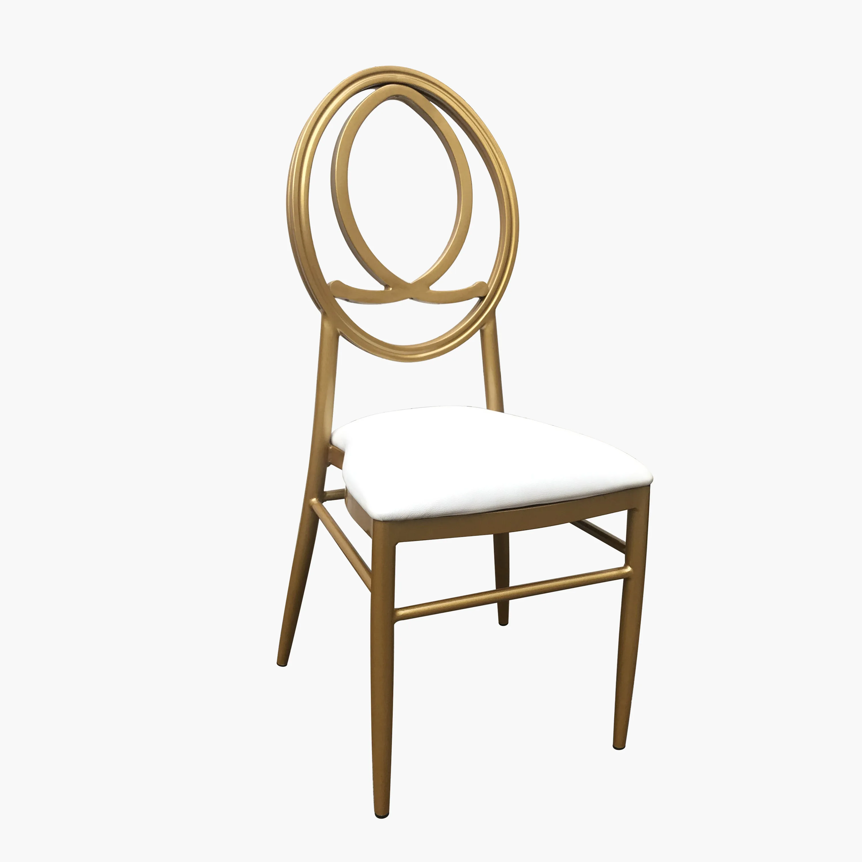 Stackable Phoenix chair for modern wedding events in aluminum alloy with cushion
