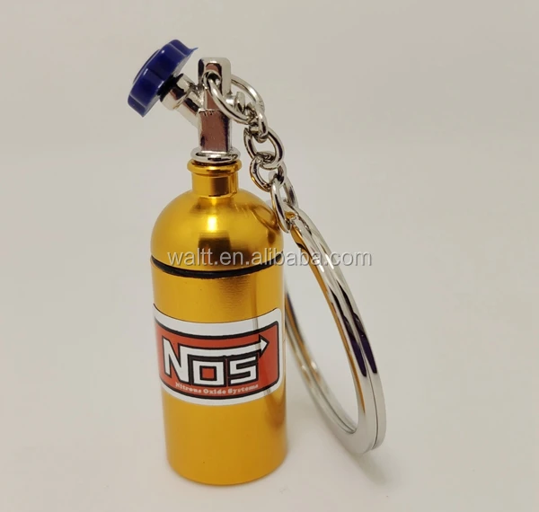 Creative New NOS Mini Nitrous Oxide Bottle Keyring Key Chain Keyfob Stash Pill Box Storage Turbo Keychain