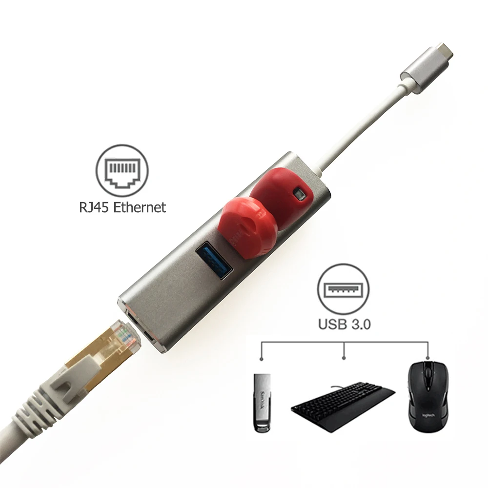 USB Алюминиевый адаптер Ethernet 3-порт 3 0 данных концентратор с Gigabit порт usb c для MacBook