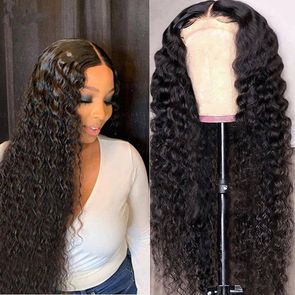 180% 200% Density Raw Human Hair Full Lace  Curly Wig,Wholesale Remy Brazilian Hair Wig Transparent Lace Wigs Pre-Plucked