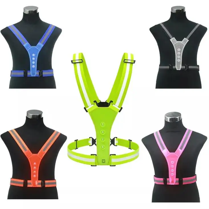 Adjustable LED Night Race Reflective Vest Sport Reflective Belt LED Running Light Traffic Warning Suit