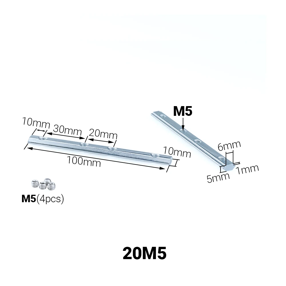 20 series M5-100mm V Slot Joiner 180 Degree Inside Connector Carbon Steel for 20 series Aluminium Profiles V slot/T slot