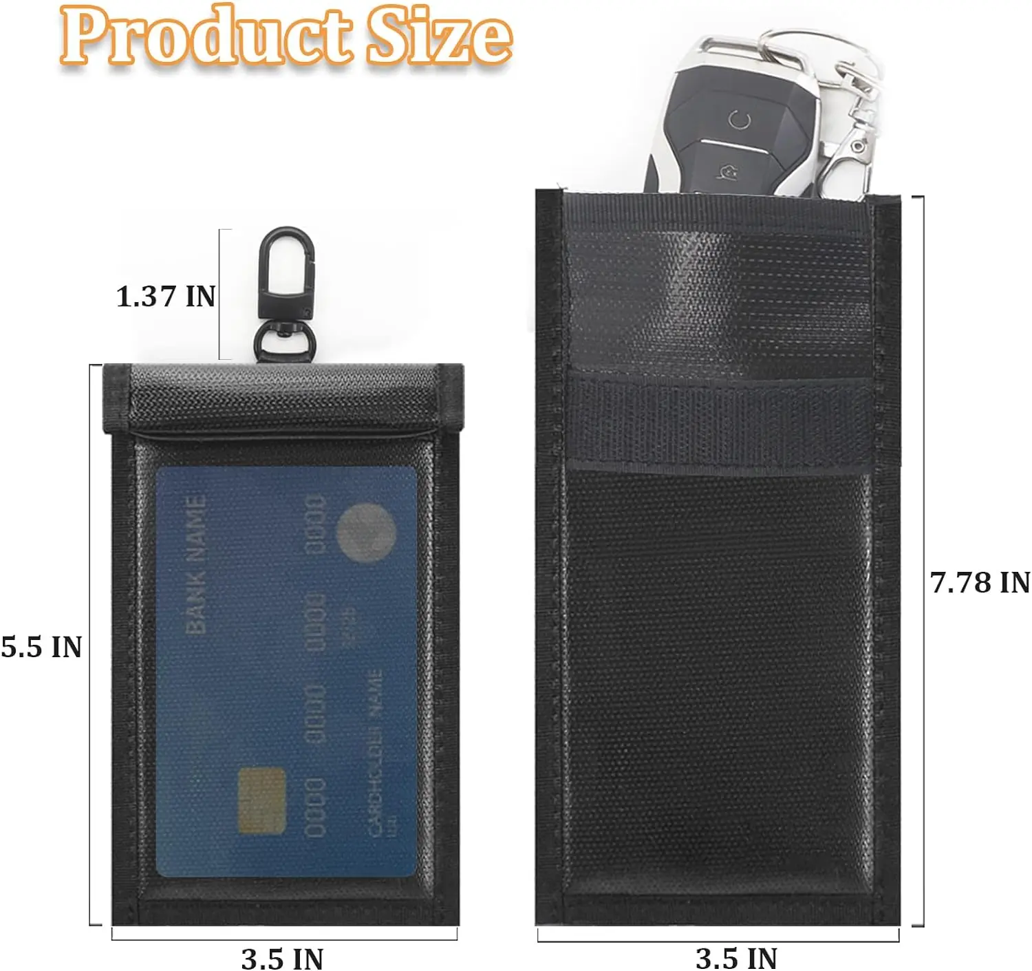 Faraday Key Fob Case Car Card Protector, Car RFID Signal Blocking Anti-Hacking Pouch Blocker, Anti-Theft Faraday Cage