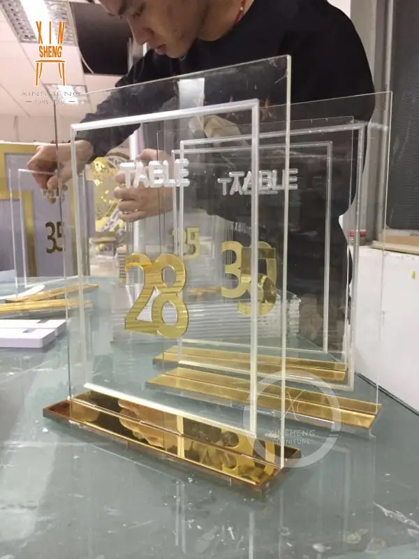 Modern wedding PVC and acrylic Table Display Number