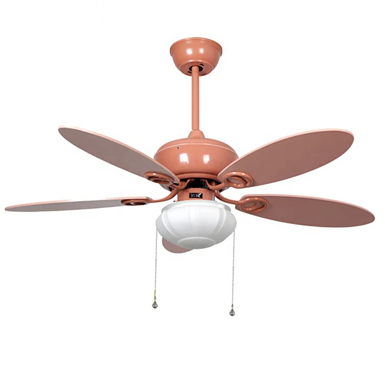 Fancy pink electrical pull chain witch ceiling fan light 42 Inch 220v decorative ceiling fans with led remote control