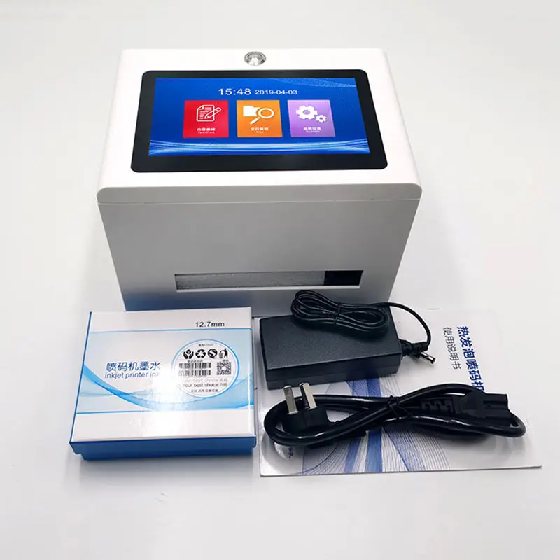 Date Barcode QR Code Small Desktop Touch Screen Intelligence Static Inkjet Printer