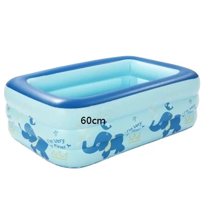 New elephant pattern 3 ring rectangle baby bathing pool PVC outdoor spa pool bathtub inflatable water play  kids swimming pool