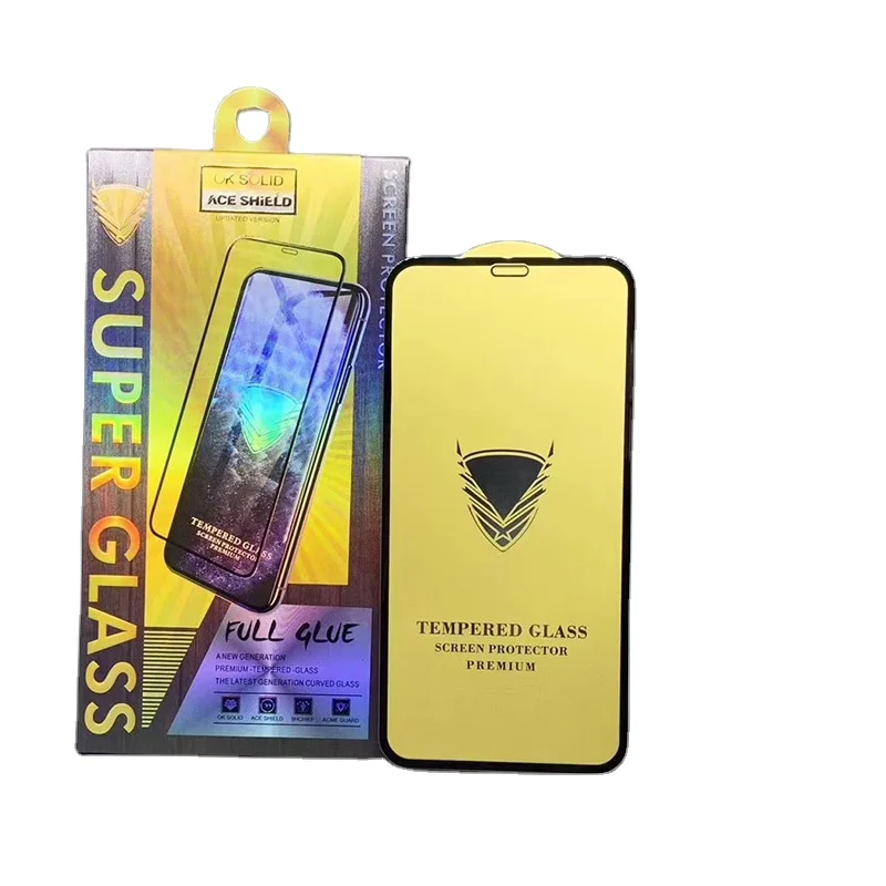 A OG Tempered Glass High Quality Golden Armor 9H Gold Full Glue Mobile Phone Screen Protector For Iphone 7-13pro max Samsung OPP