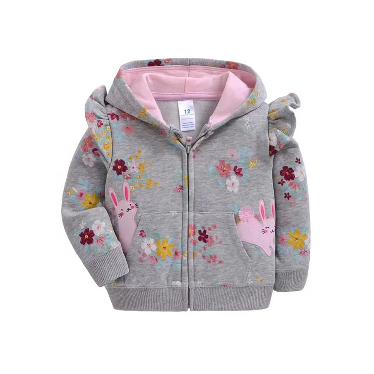 
Wholesale cheap price warm winter coat flower design rabbit pattern cotton baby girl jackets 