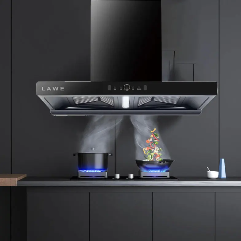 New Trend Kitchen Chimney Hood with Filter Power Suction High Efficiency Smart Range Hood Sensor Switch 90cm Powerful Copper