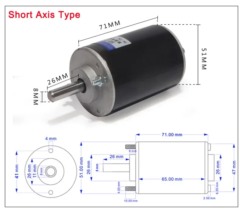 High-Quality 3420 Extended Shaft 24V DC Reduction Motor for DIY Robotics and Automation