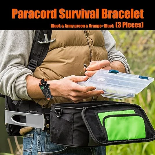 Hot Selling 550 Paracord Survival Bracelet 5 in 1 Adjustable Size Paracord Compass Rope Bracelet for Camping