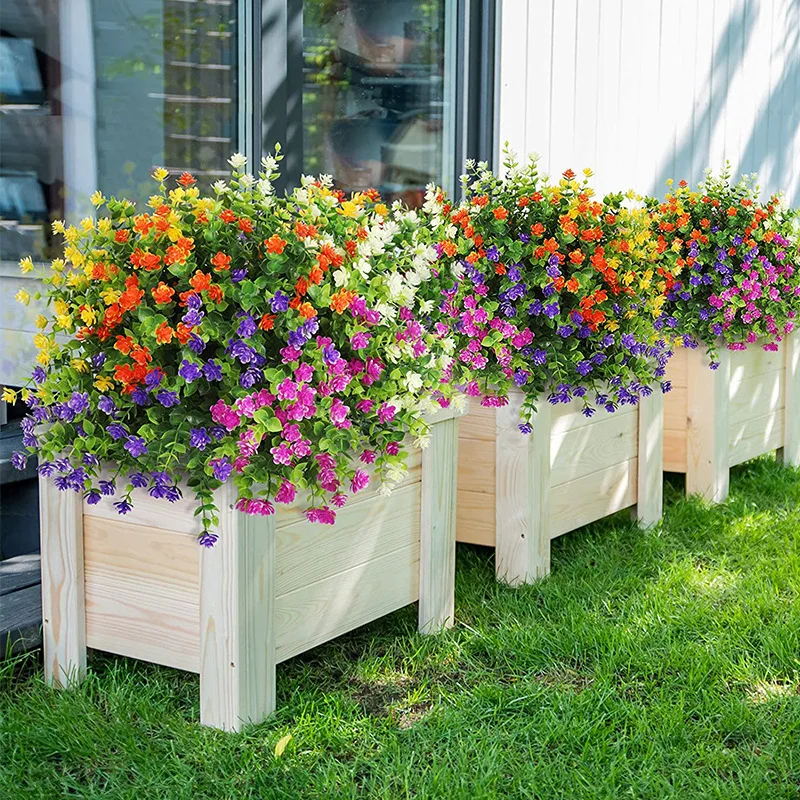 Artificial Flowers Fake Outdoor UV Resistant Boxwood Shrubs Faux Plastic Greenery Plants for Outside Hanging Planter
