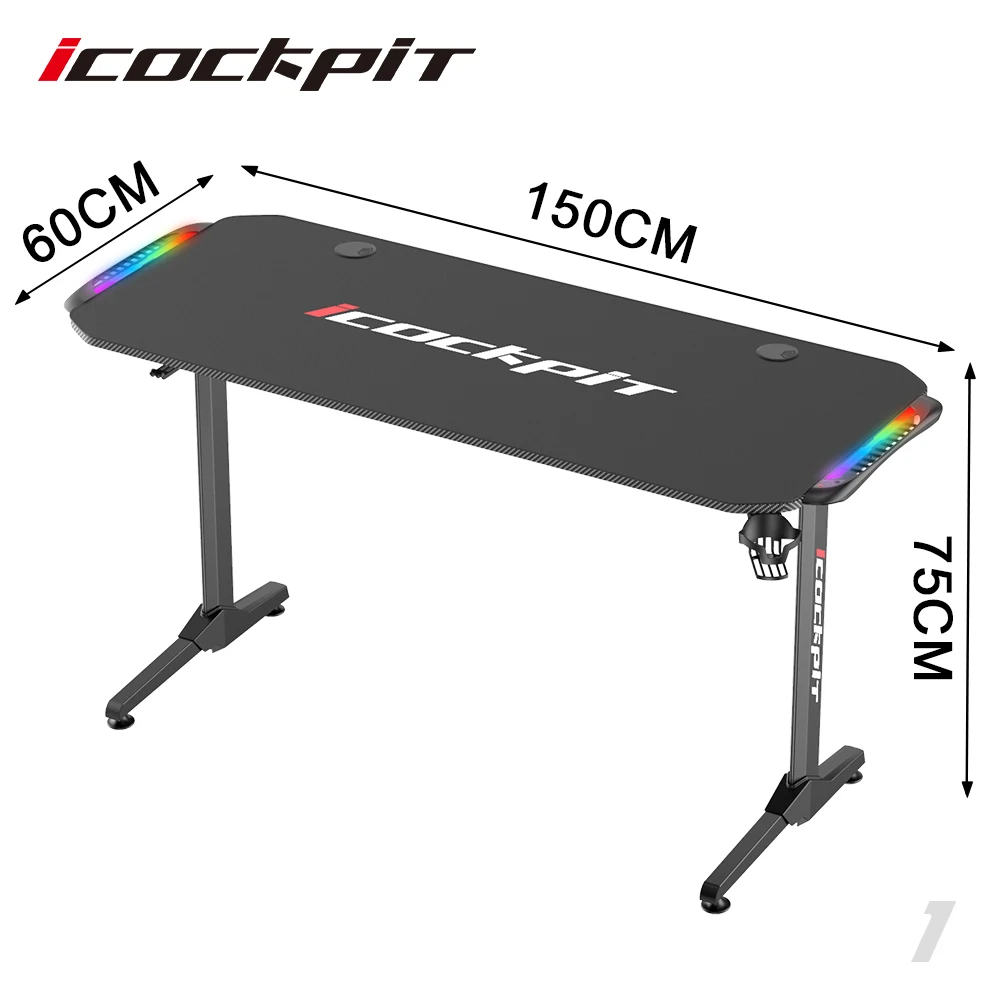 Modern design furniture high quality waterproof mouse pad desk gaming table with RGB lighting