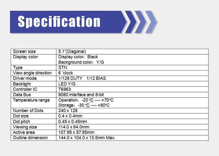 Customizable Available Character LCD Module 240128 LCD 240x128 LCD Display LCM Module Factory Supply 5.1 INCH STN DISPLAY