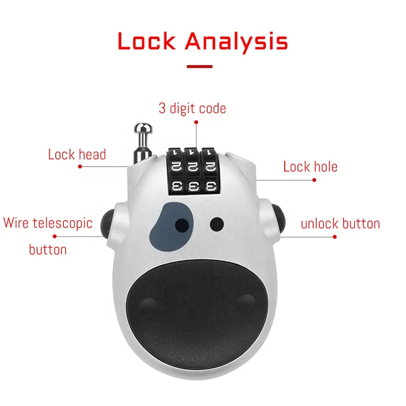 Universal Motorcycle Bike 3 Digit Password Lock Steel Rope Lock Mini Portable Telescopic Wire Code Suitcase Bicycle Helmet Locks