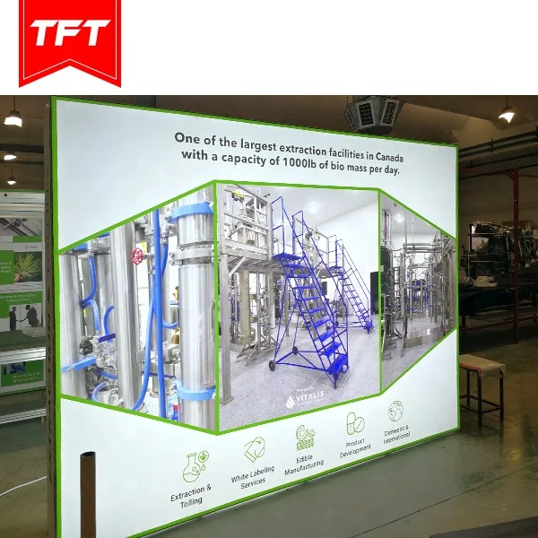 
Foldable Lightweight Portable Aluminum Curved Stretch Fabric Backlight Tradeshow Seg Pop Up Stand Banner 