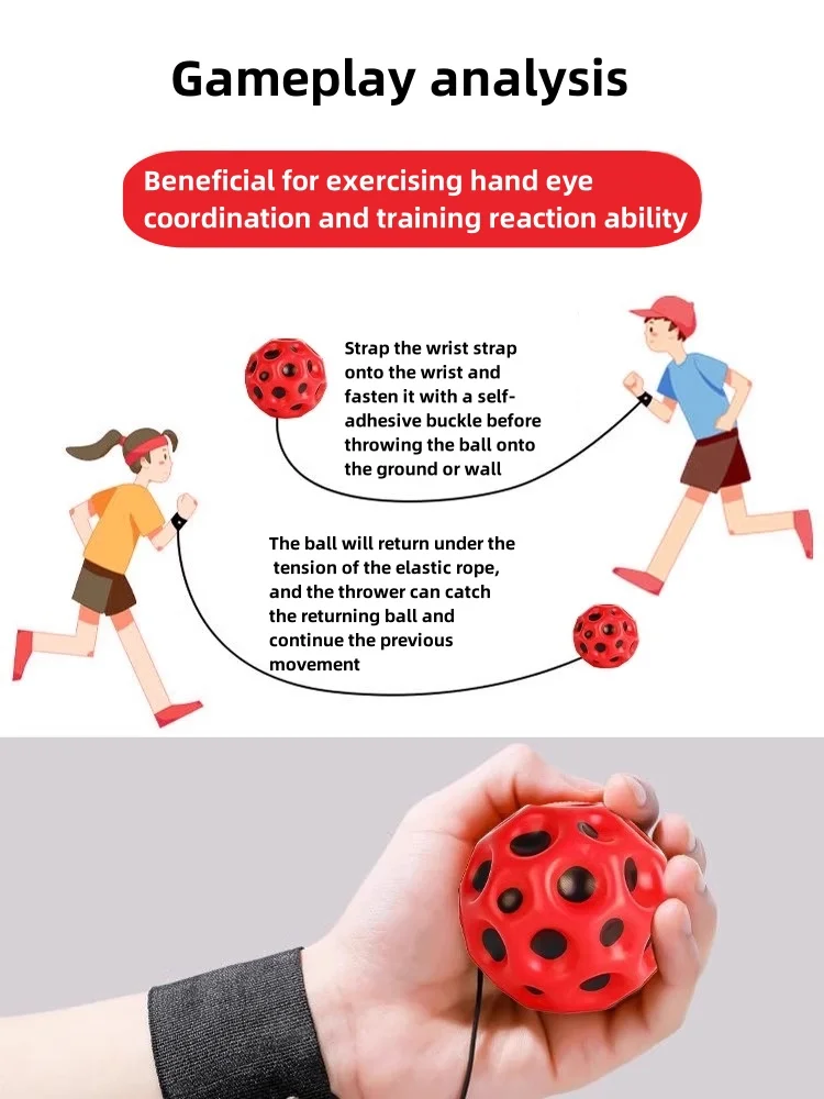 Upgraded Rubber bouncy ball Red Medicinal balls Interesting Be current Wrist band ball